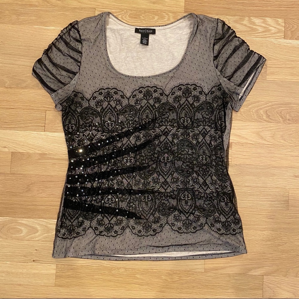 White House Black Market Lace Top Size L
